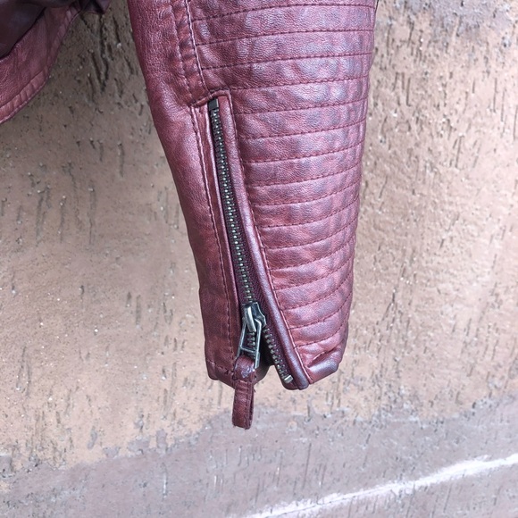 Deep Red Faux Leather Jacket - Picture 7 of 8